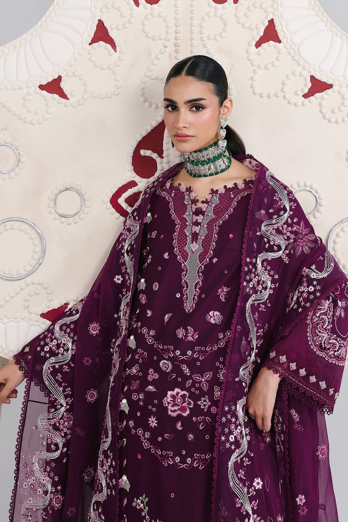 Qalamkar | Festive Lawn 26 | QFL-10 TRESA - Luxury Dress - available at Maria Faisal in UK and USA.