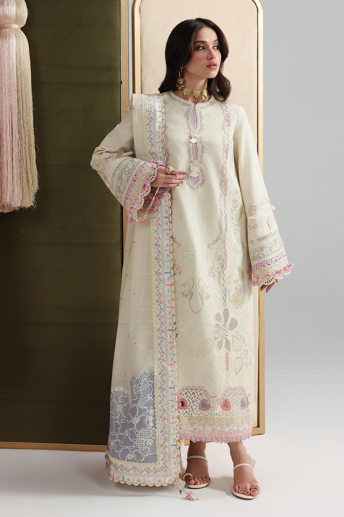 Qalamkar | Festive Lawn 26 | QFL-01 ELMA - Luxury Dress - available at Maria Faisal in UK and USA.