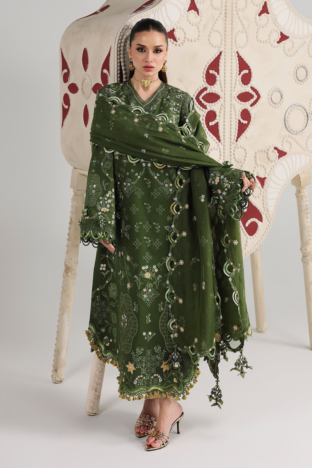 Qalamkar | Festive Lawn 26 |QFL-09 VESTA - Luxury Dress - available at Maria Faisal in UK and USA.