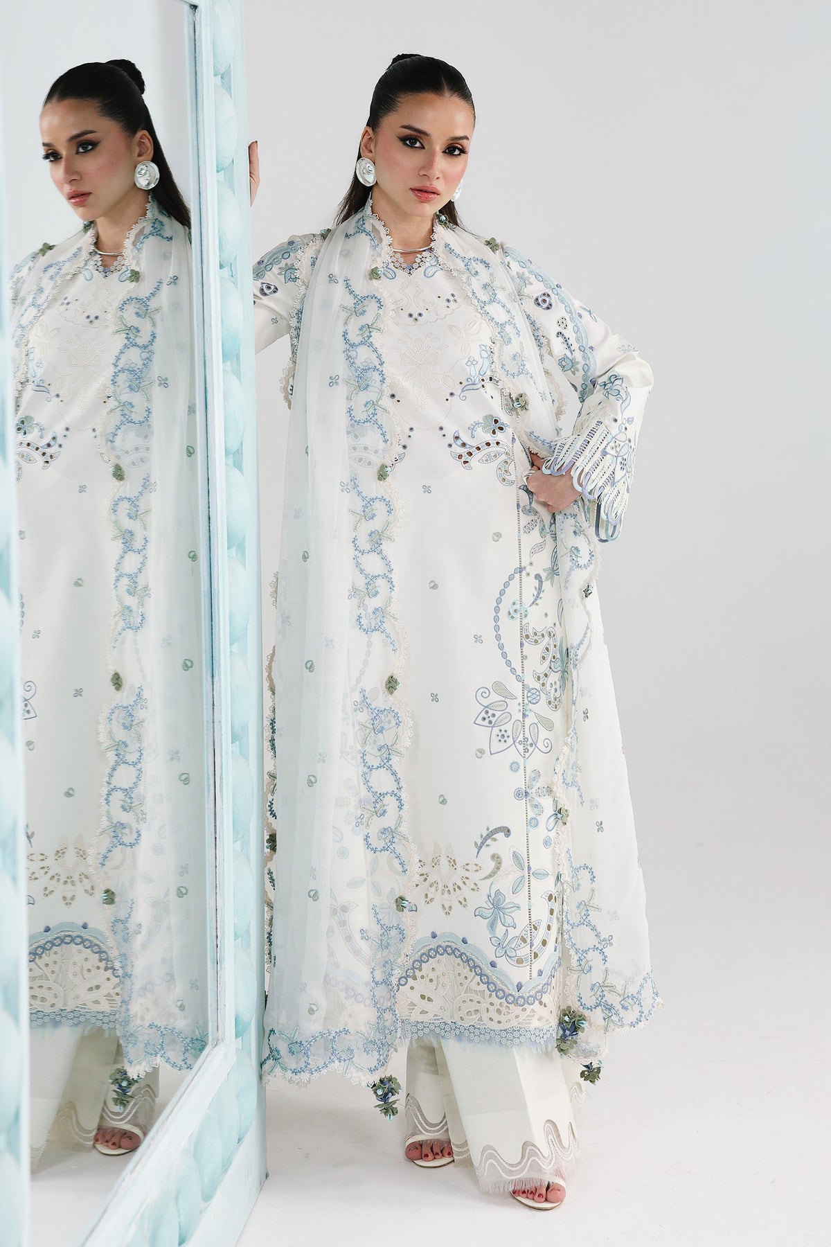Qalamkar | Festive Lawn 26 | QFL-03 IRMIN - Luxury Dress - available at Maria Faisal in UK and USA.