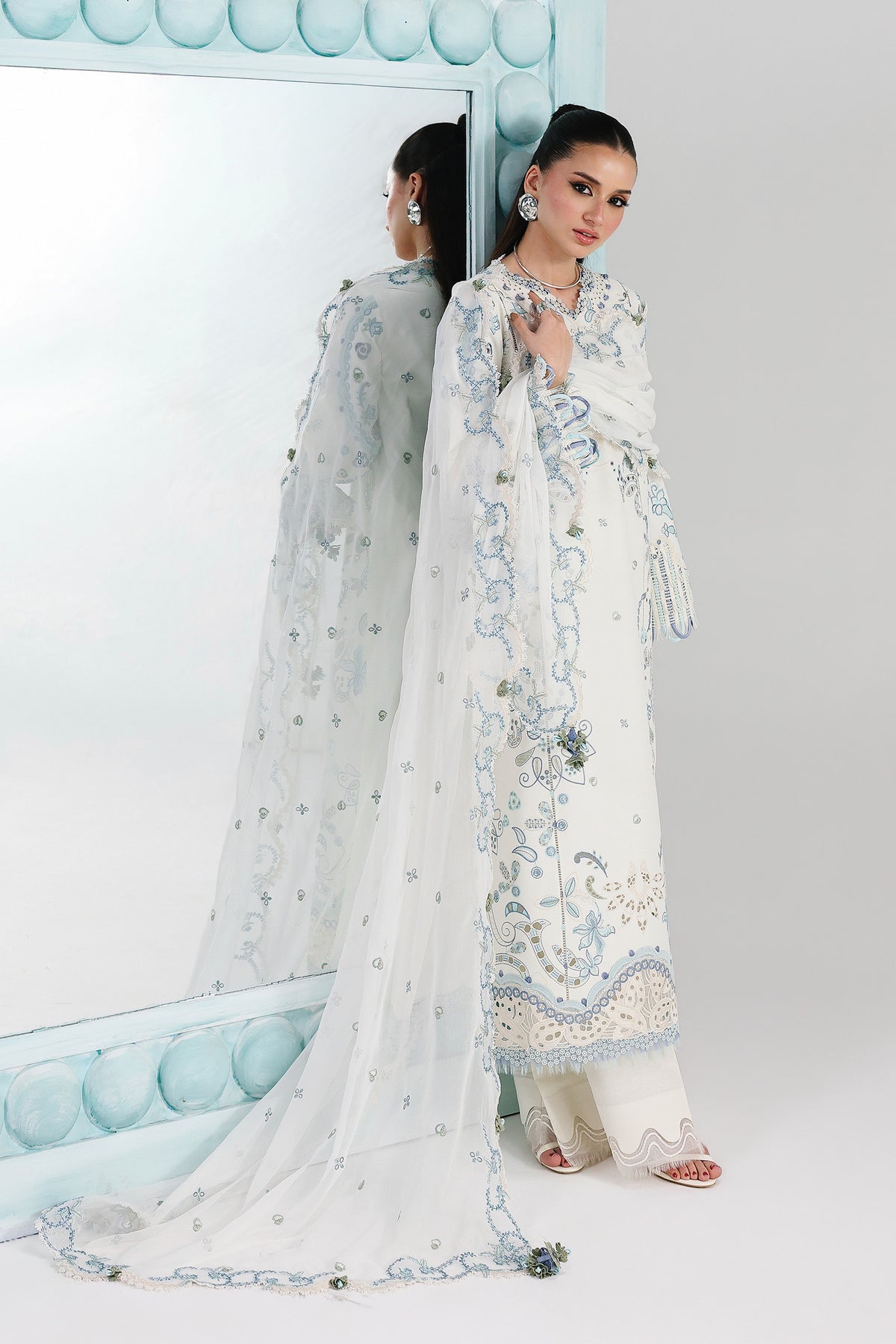 Qalamkar | Festive Lawn 26 | QFL-03 IRMIN - Luxury Dress - available at Maria Faisal in UK and USA.