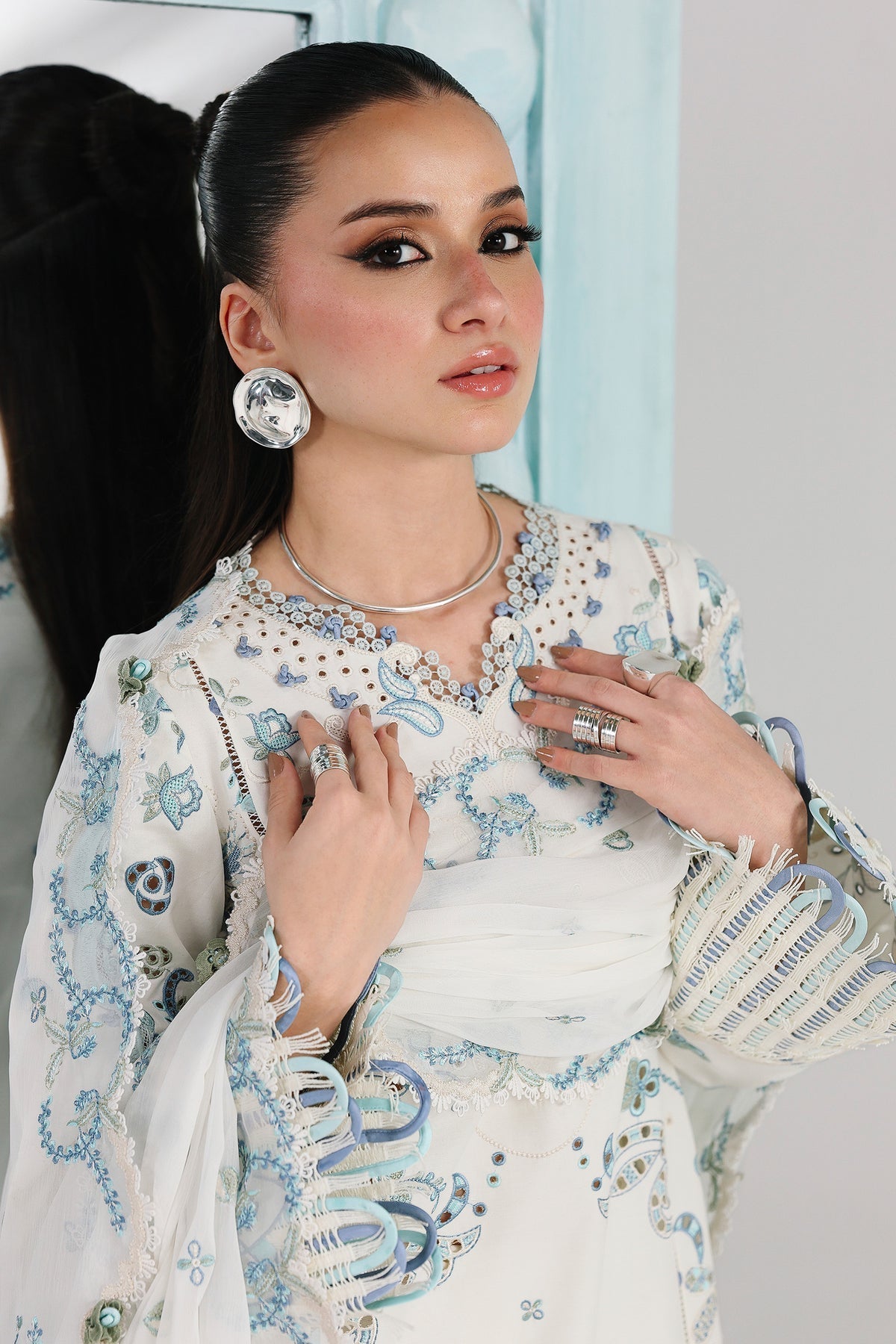 Qalamkar | Festive Lawn 26 | QFL-03 IRMIN - Luxury Dress - available at Maria Faisal in UK and USA.