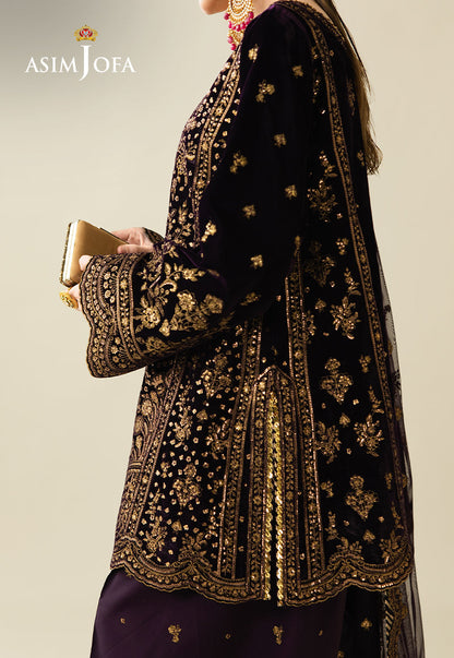Asim Jofa | Makhmal Velvet 25 | AJULM-02 - Formal Dress - available at Maria Faisal in UK and USA.