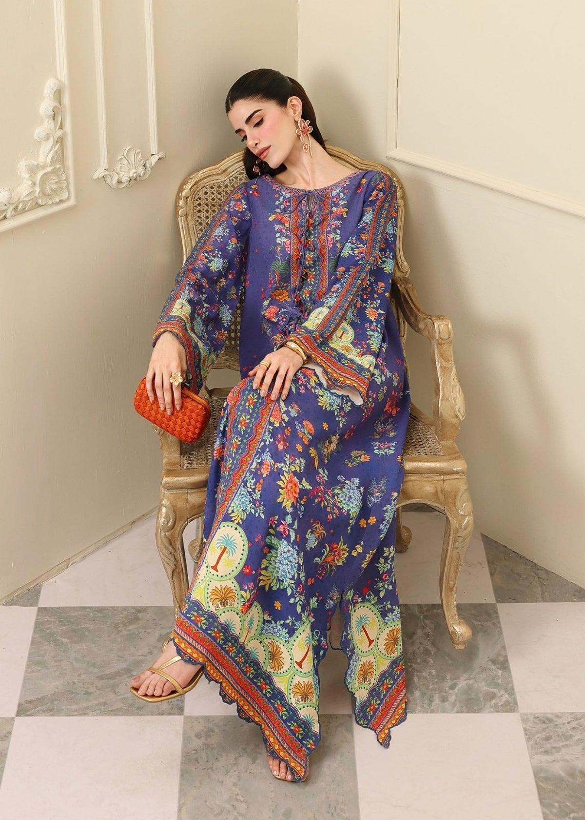 Kanwal Malik | Sorelle Luxe Silk 26 | Noire - Luxury Dress - available at Maria Faisal in UK and USA.