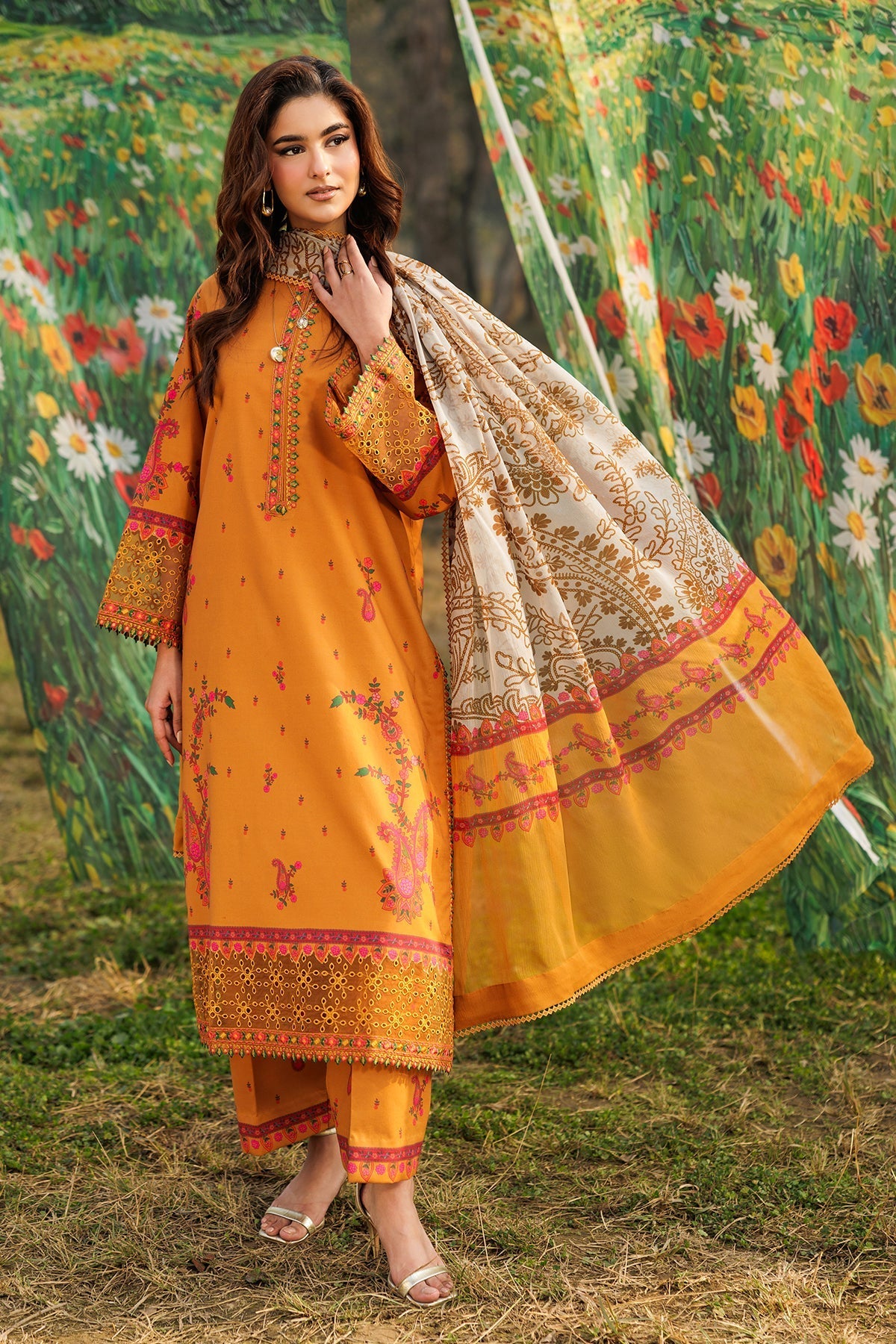 Charizma | Combination Lawn | CC6-14 - Luxury Dress - available at Maria Faisal in UK and USA.