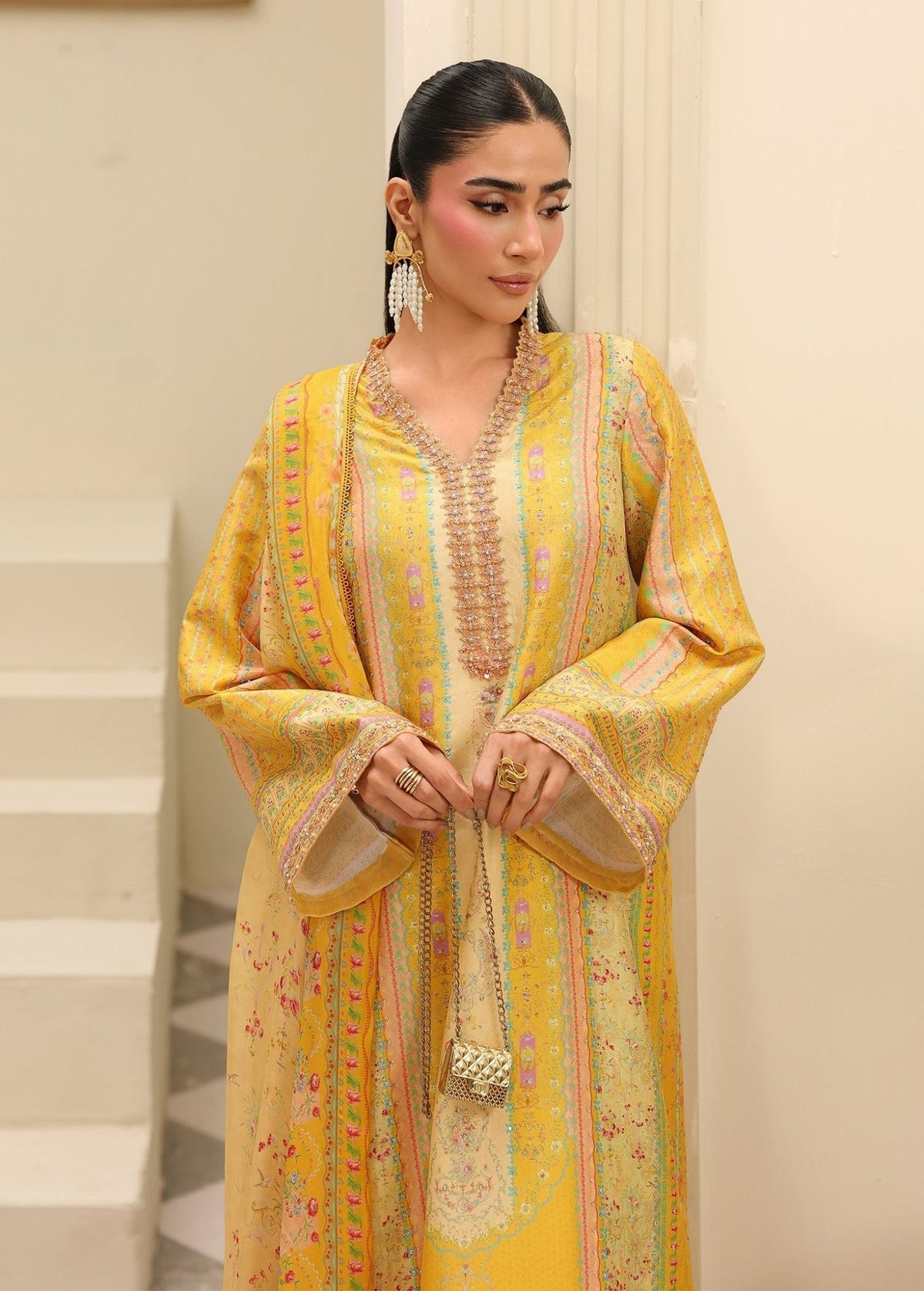 Kanwal Malik | Sorelle Luxe Silk 26 | Caprina - Luxury Dress - available at Maria Faisal in UK and USA.