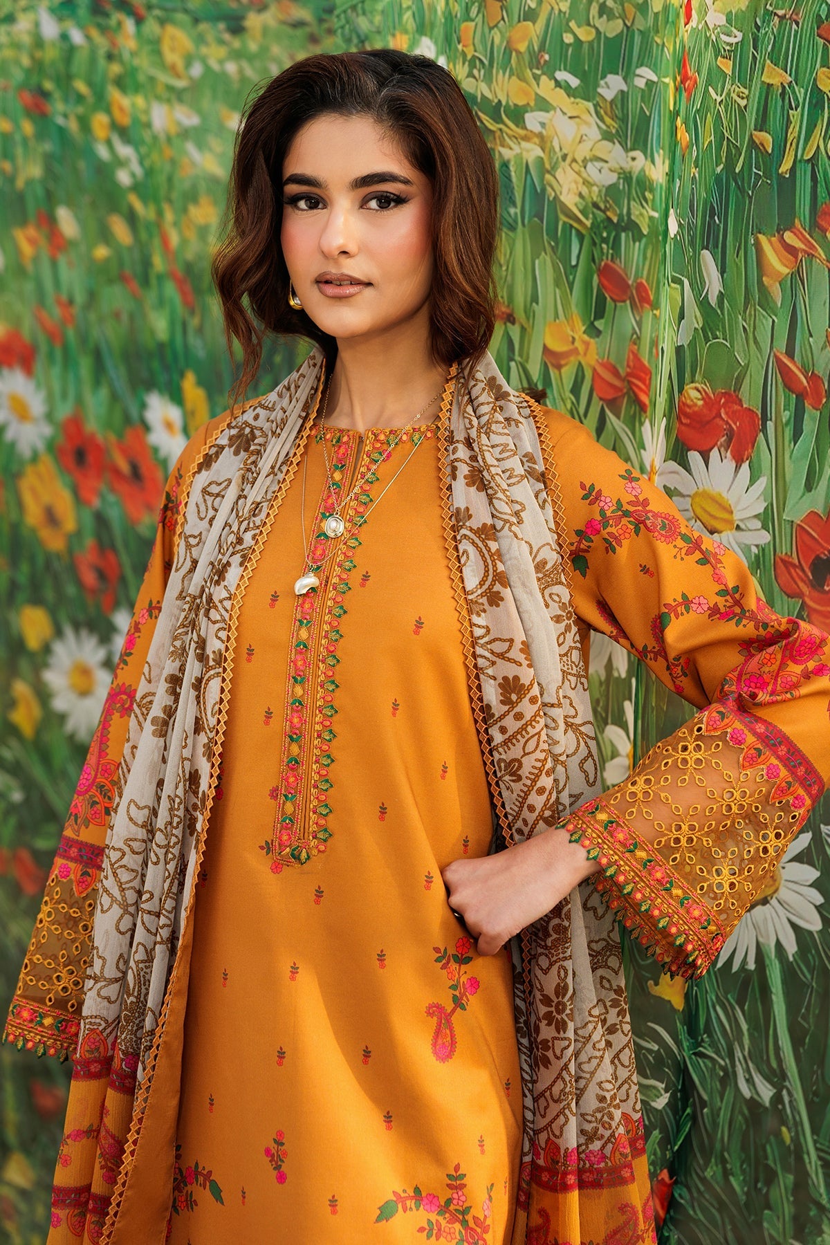 Charizma | Combination Lawn | CC6-14 - Luxury Dress - available at Maria Faisal in UK and USA.