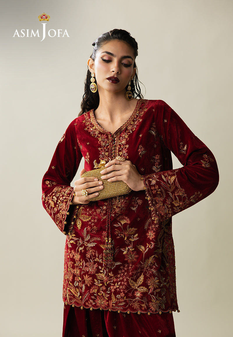 Asim Jofa | Makhmal Velvet 25 | AJULM-05 - Formal Dress - available at Maria Faisal in UK and USA.