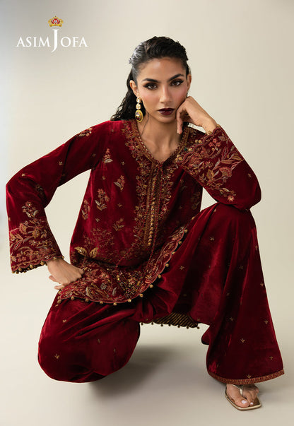 Asim Jofa | Makhmal Velvet 25 | AJULM-05 - Formal Dress - available at Maria Faisal in UK and USA.