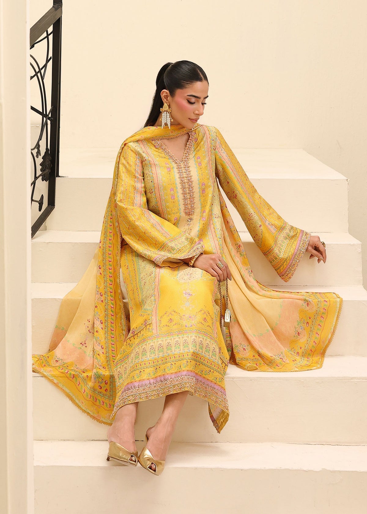 Kanwal Malik | Sorelle Luxe Silk 26 | Caprina - Luxury Dress - available at Maria Faisal in UK and USA.