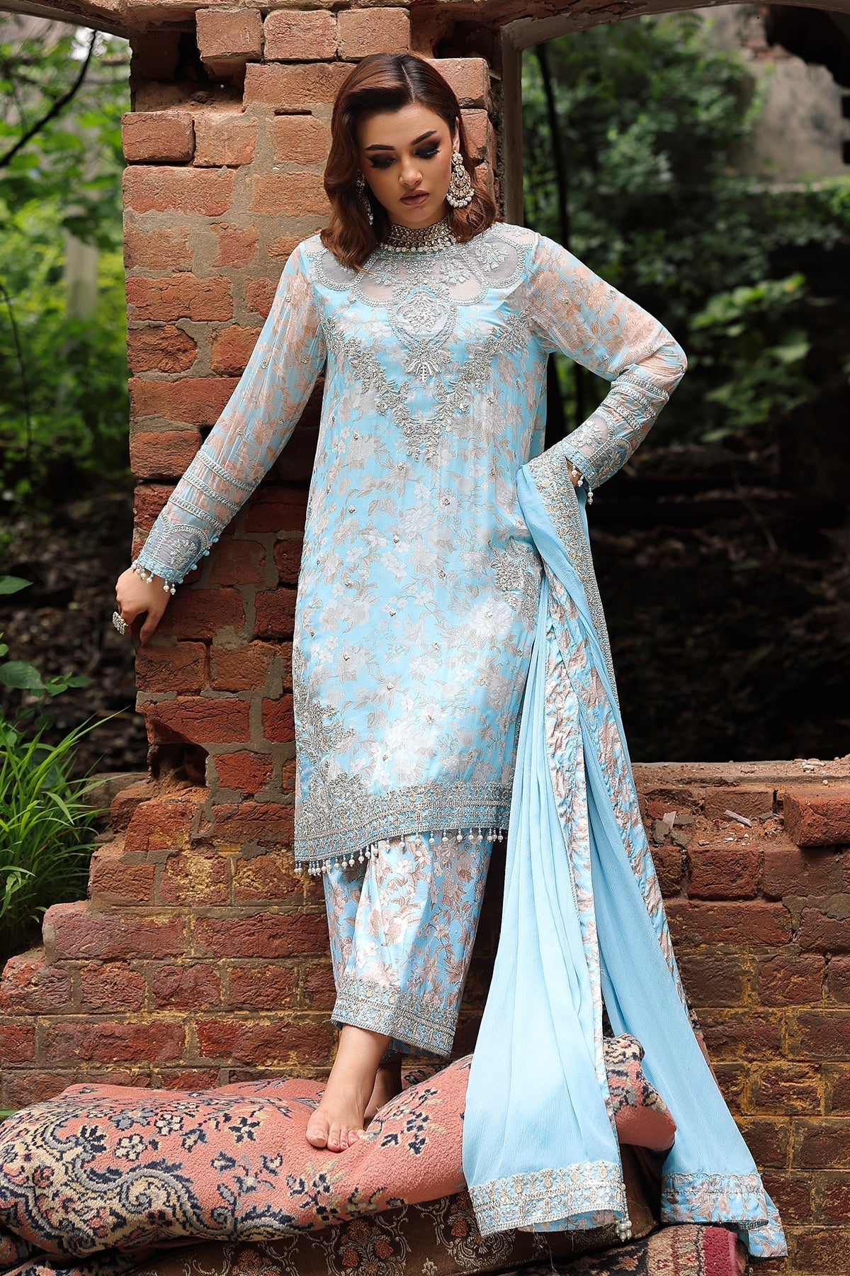 Charizma | Vasal Chiffon | VSL6-15 - Dress - available at Maria Faisal in UK and USA.