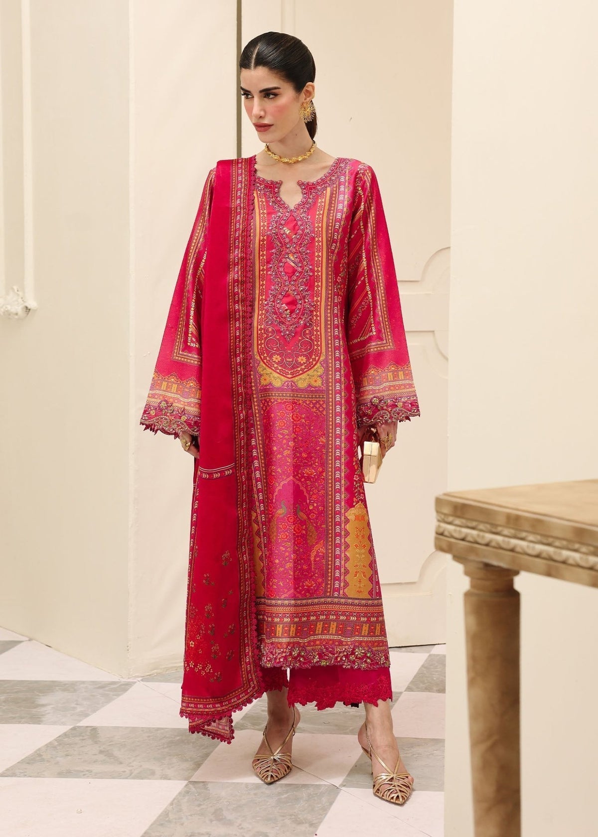 Kanwal Malik | Sorelle Luxe Silk 26 | Zeya - Luxury Dress - available at Maria Faisal in UK and USA.