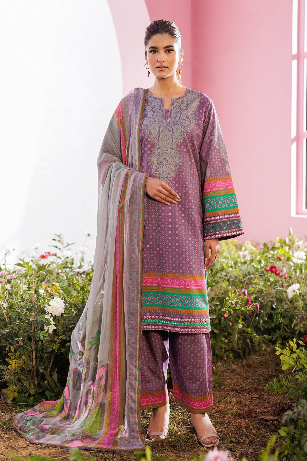 Charizma | Combination Lawn | CC6-17 - Luxury Dress - available at Maria Faisal in UK and USA.