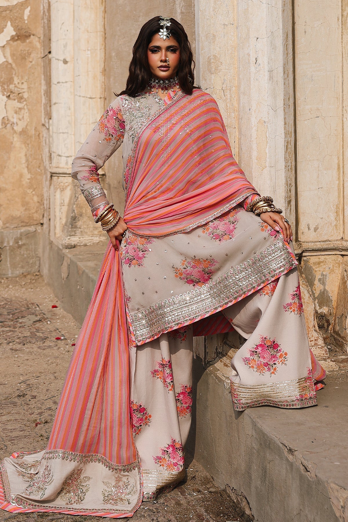 Charizma | Vasal Chiffon | VSL6-09 - Dress - available at Maria Faisal in UK and USA.