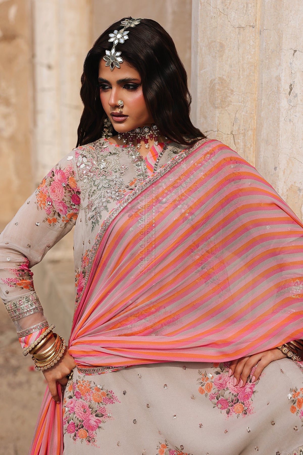 Charizma | Vasal Chiffon | VSL6-09 - Dress - available at Maria Faisal in UK and USA.