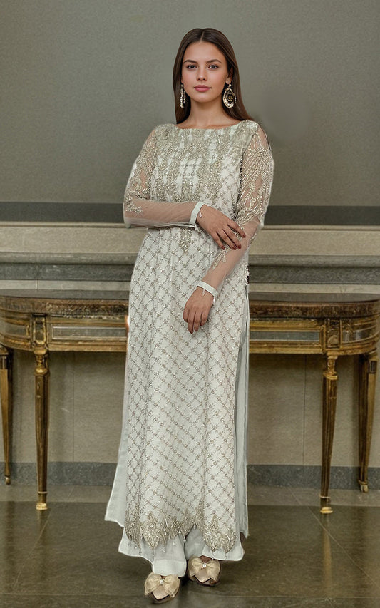 Threads and Motifs | Formal Dresses 25 | Net Embroidered Shirt With Trouser - Ladies Clothes - Maria Faisal