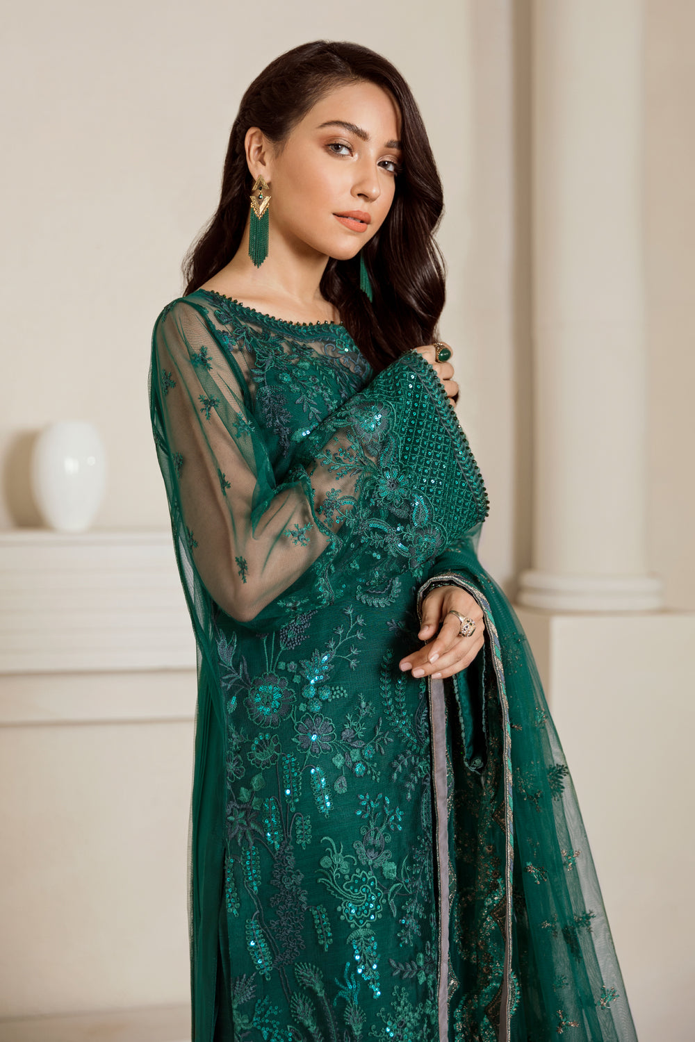 Baroque | Formals Collection | EMBROIDERED NET UF-33 - Formal Dress - available at Maria Faisal in UK and USA.