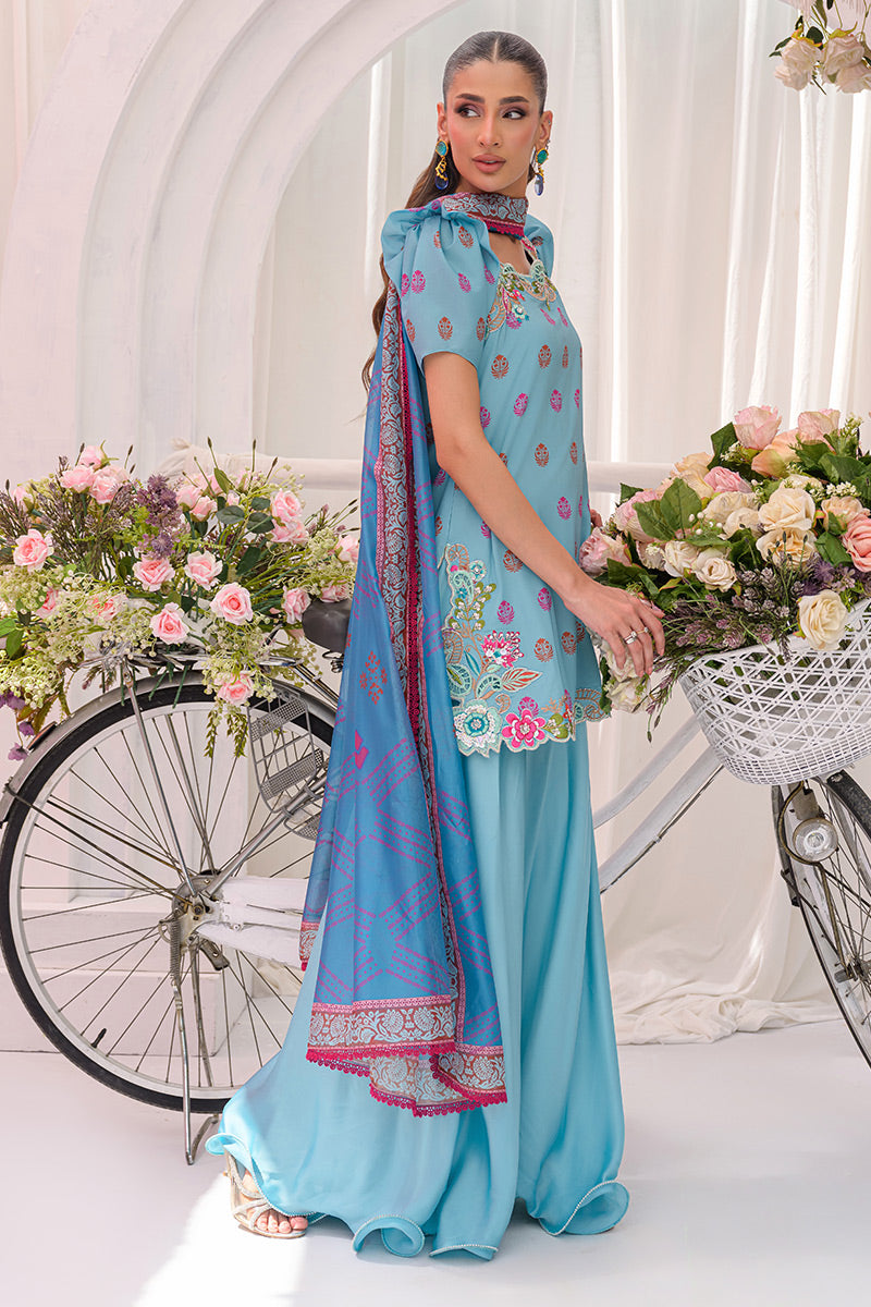 Chic Ophicial | The Maison Duo | Dusty Blue - Luxury Dress - available at Maria Faisal in UK and USA.