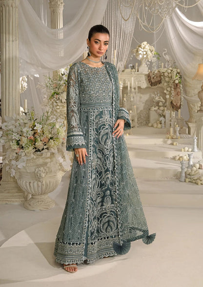 Elaf Premium | Evara Formals 24 | EFE-08 NIRVANA - Designer Dress with Intricate embroidery and embellishments. Shop elegent wedding dress at Maria Faisal.
