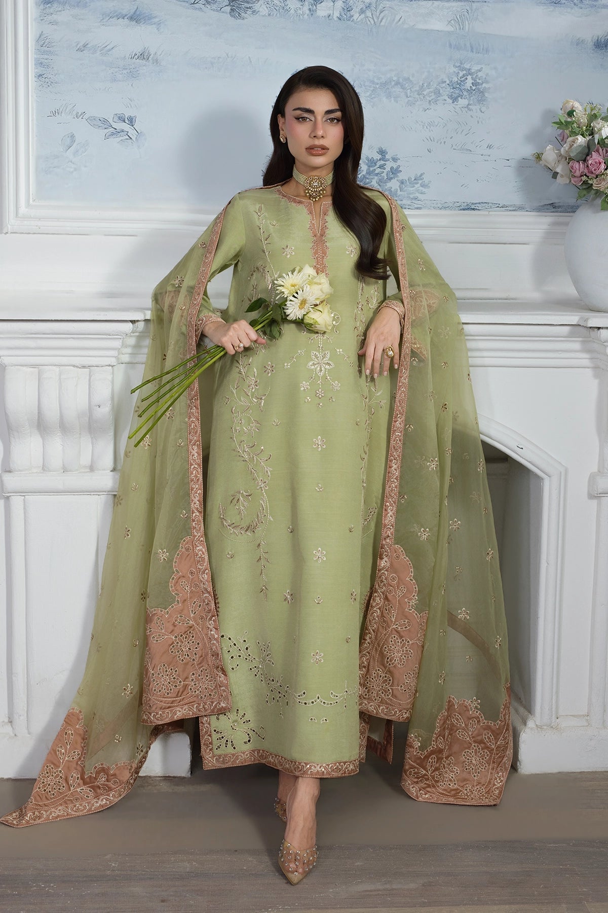 Rangrasiya | Lumeire Silk | Alma - Luxury Dress - available at Maria Faisal in UK and USA.