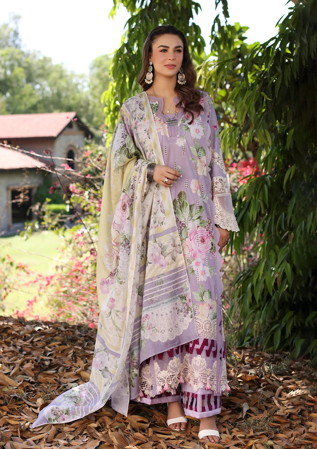 Elaf Premium | Prints Chikankari 24 | 03A LILAC LAMOUR - Waniyas