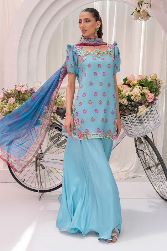 Chic Ophicial | The Maison Duo | Dusty Blue - Luxury Dress - available at Maria Faisal in UK and USA.
