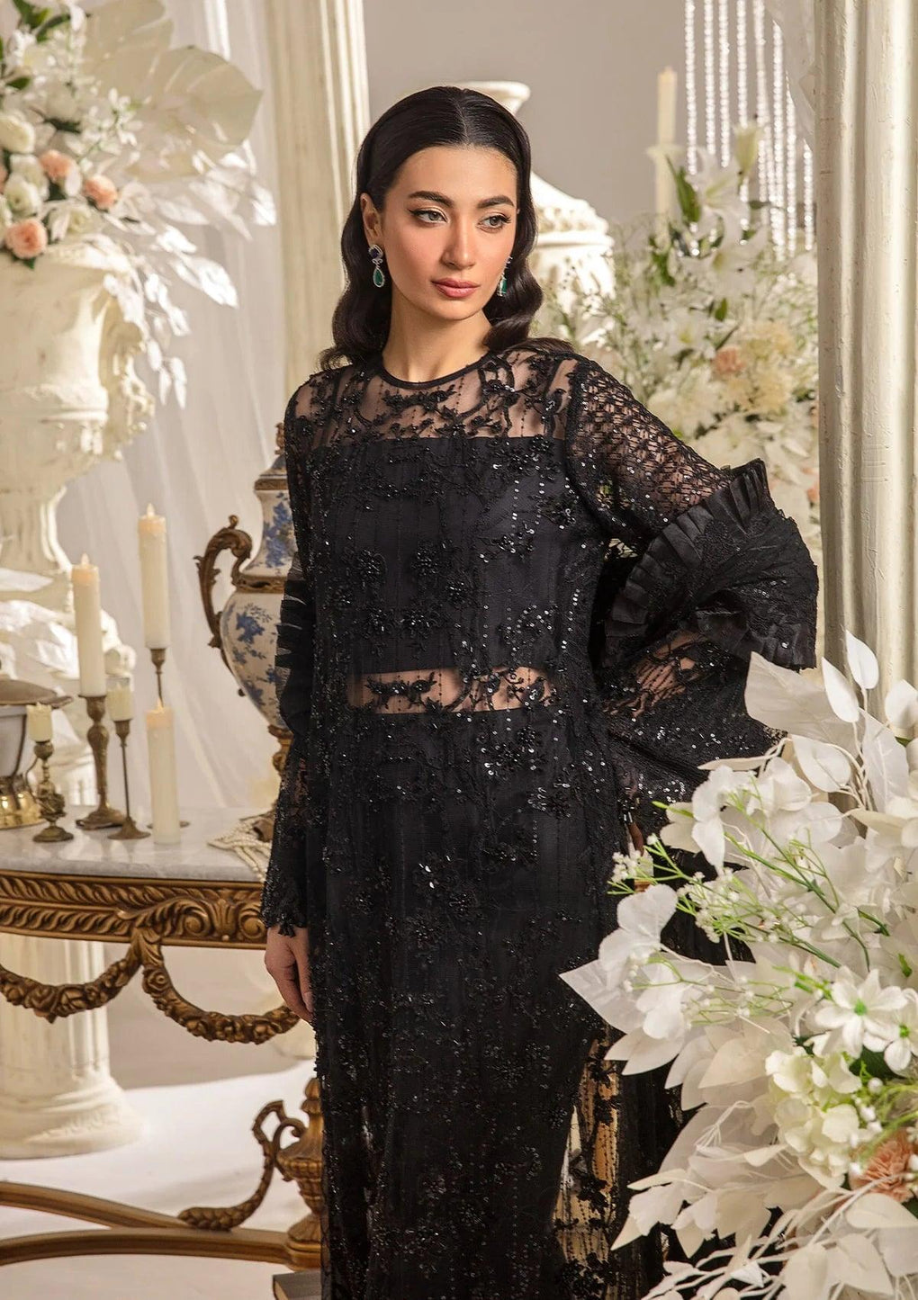 Elaf Premium | Evara Formals 24 | EFE-05 MAJESTY - Designer Dress with Intricate embroidery and embellishments. Shop elegent wedding dress at Maria Faisal.