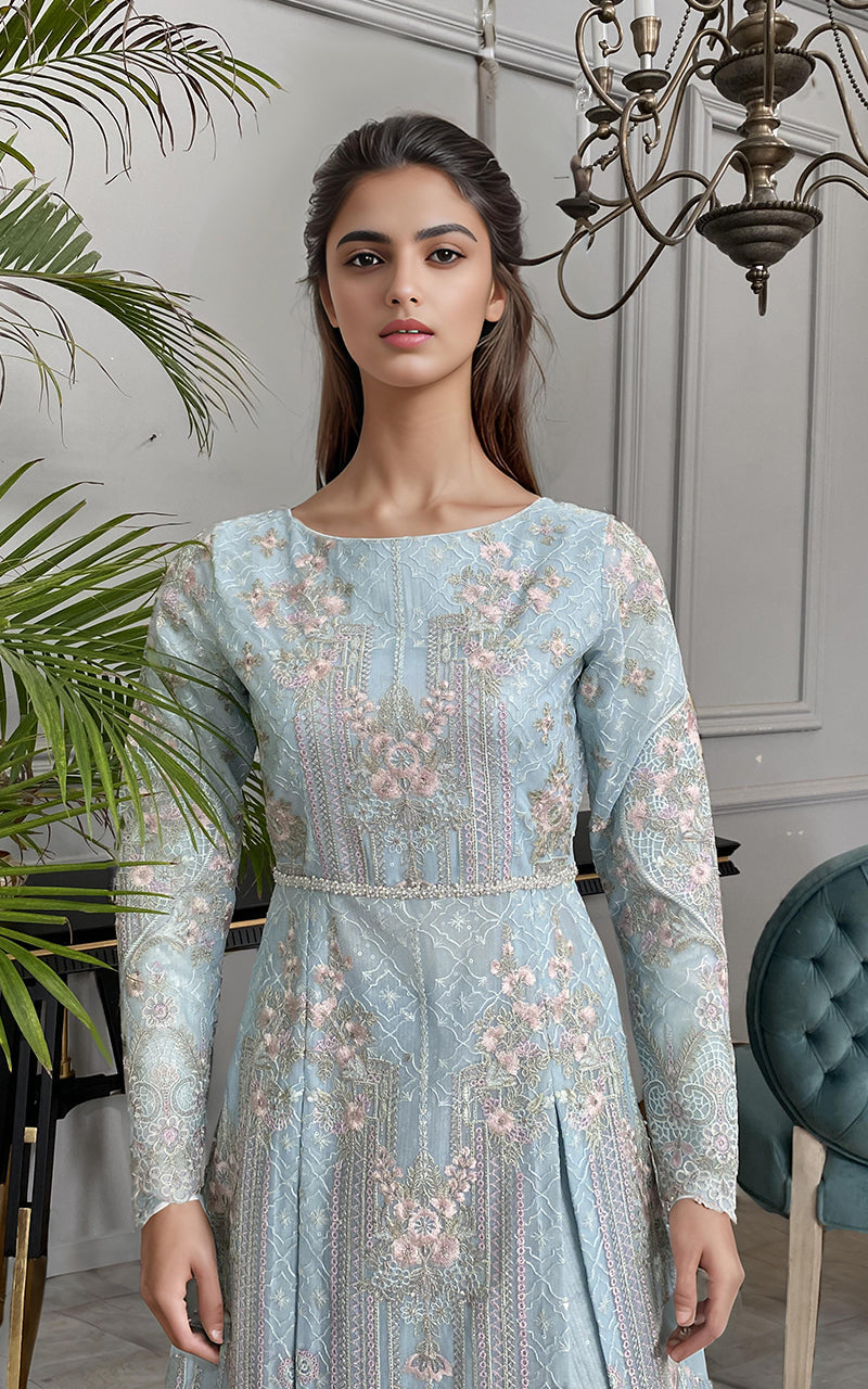 Threads and Motifs | Formal Dresses 25 | Net Embroidered Maxi - Ladies Clothes - Maria Faisal