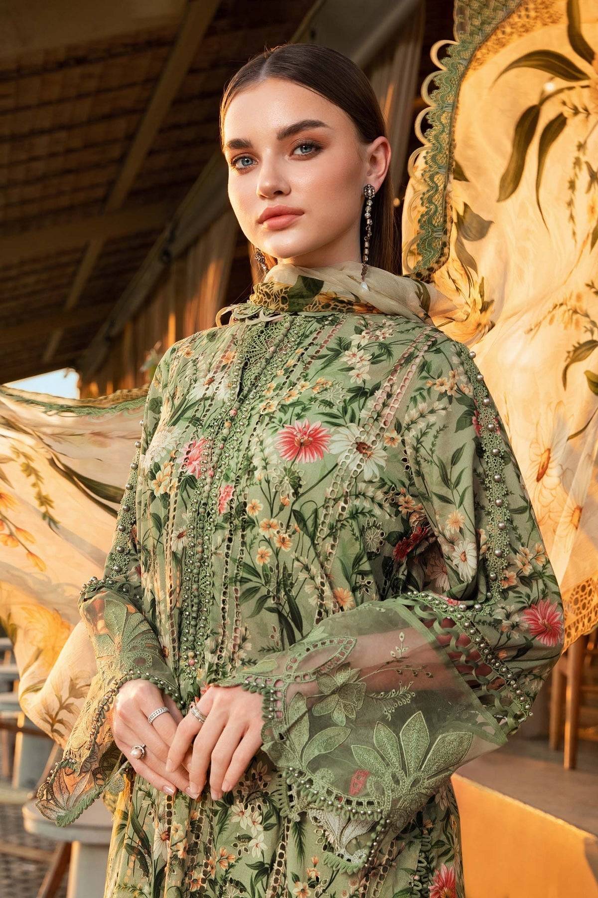 Maria B | M Prints 25 | MPT-2508-B by Maria Faisal - Registered Vendor of : Maria B - type : Ladies Clothes - 100% original wedding dresses