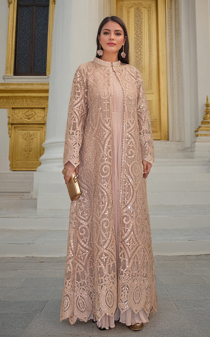 Threads and Motifs | Formal Dresses 25 | Organza Embroidered Jacket With Crushed Maxi