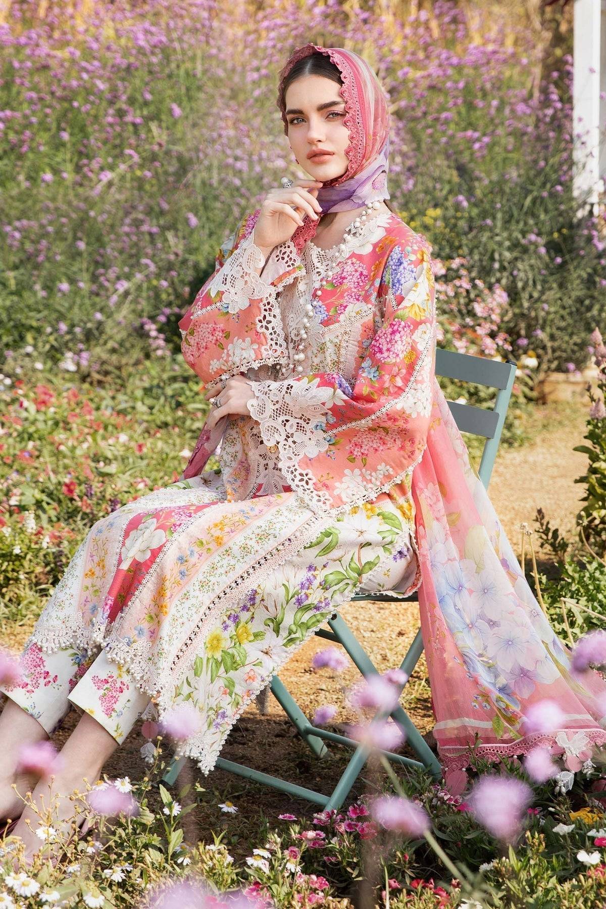 Maria B | M Prints 25 | MPT-2509-B by Maria Faisal - Registered Vendor of : Maria B - type : Ladies Clothes - 100% original wedding dresses