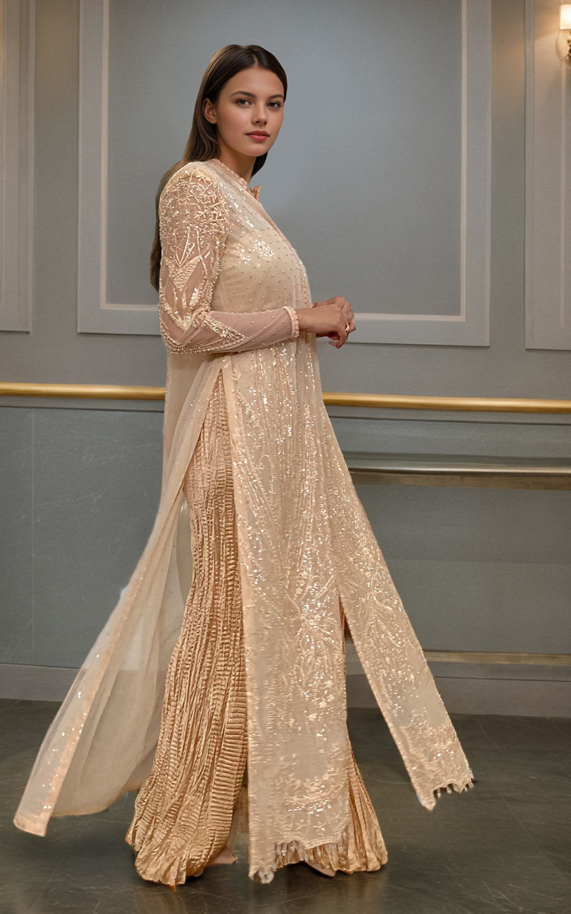 Threads and Motifs | Formal Dresses 25 | Net Embroidered Jacket - Ladies Clothes - Maria Faisal