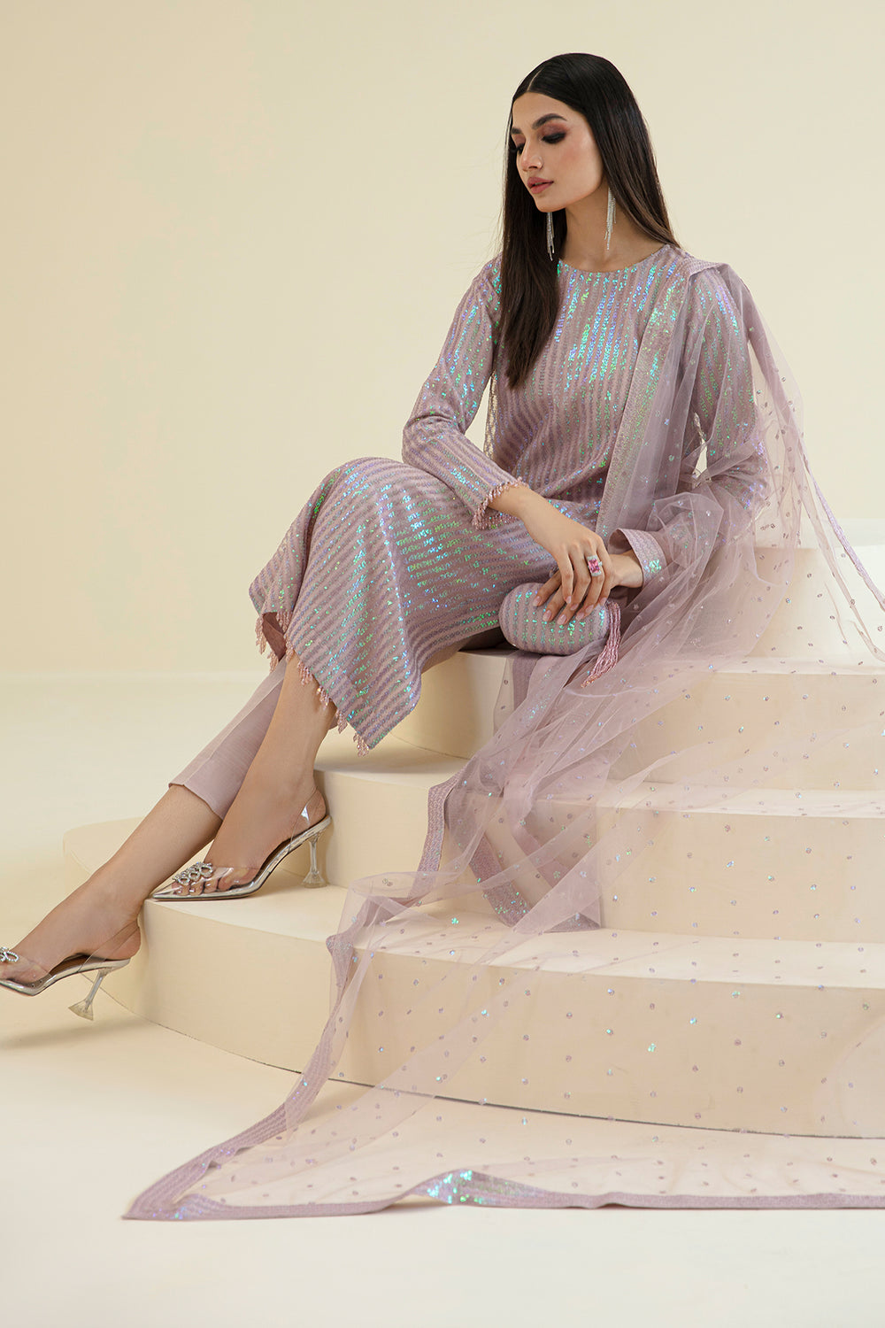 Baroque | Formals Collection | EMBROIDERED NET UF-384 - Formal Dress - available at Maria Faisal in UK and USA.