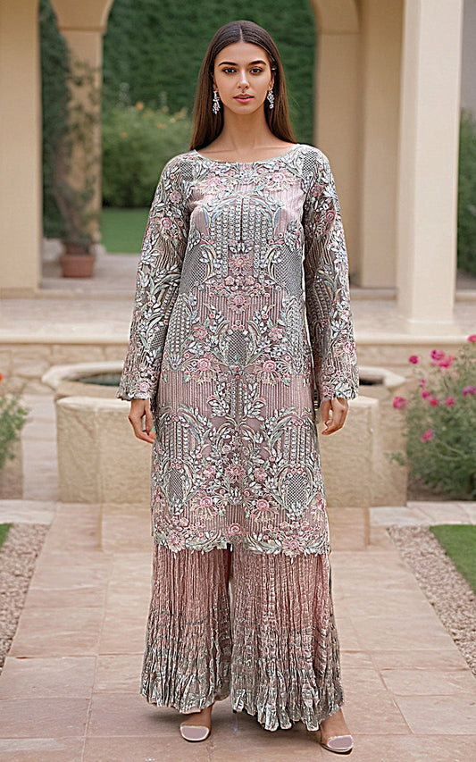Threads and Motifs | Formal Dresses 25 | Embroidered Shirt With Dupatta And Gharara - Ladies Clothes - Maria Faisal