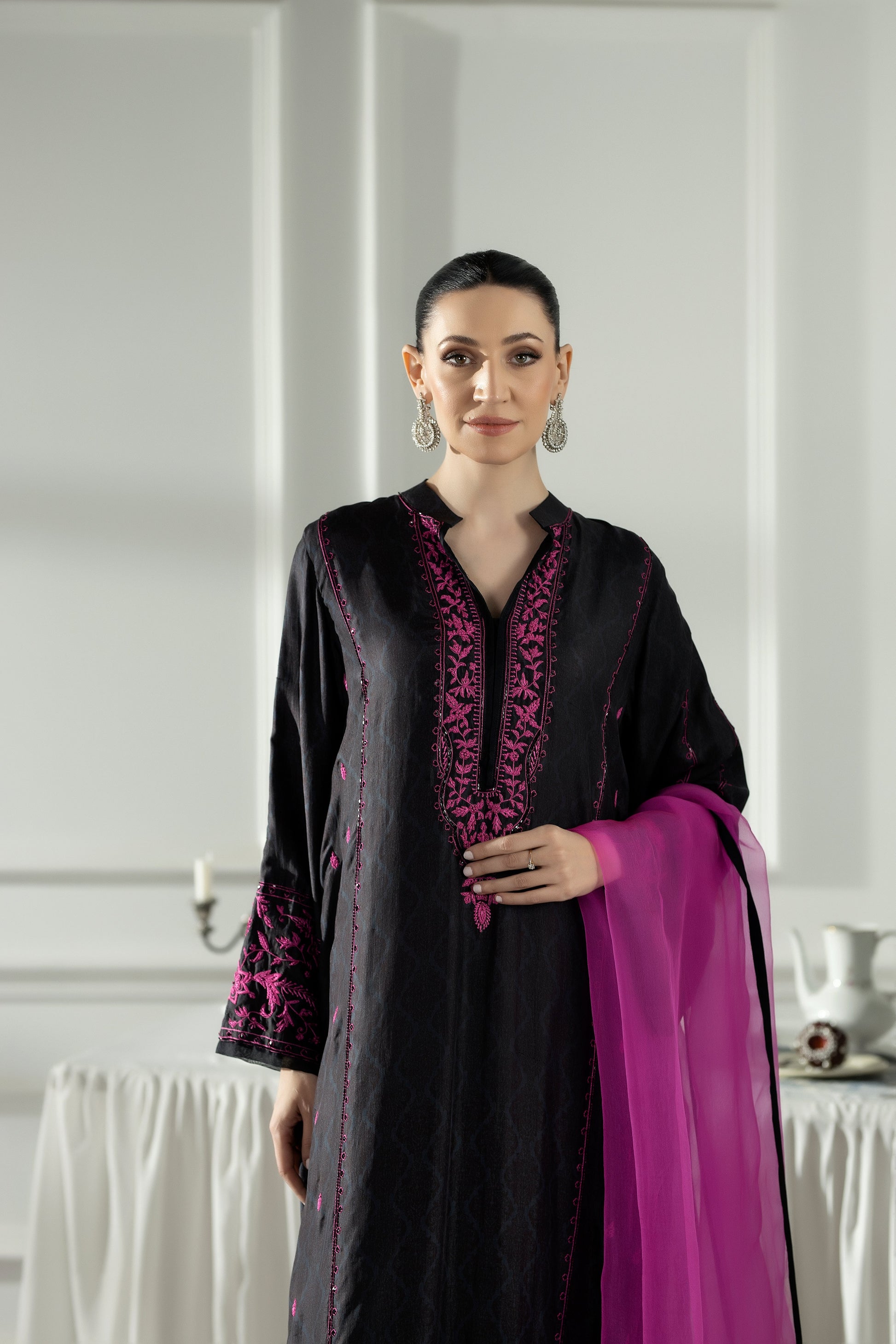 Purple Haze | Suraya Edit | Bedazzled - Luxury Dress - available at Maria Faisal in UK and USA.