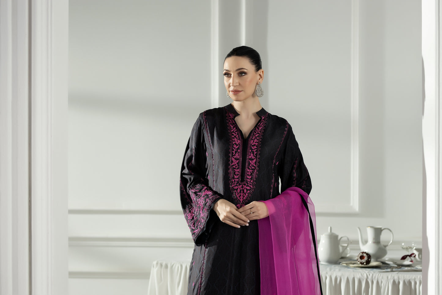Purple Haze | Suraya Edit | Bedazzled - Luxury Dress - available at Maria Faisal in UK and USA.