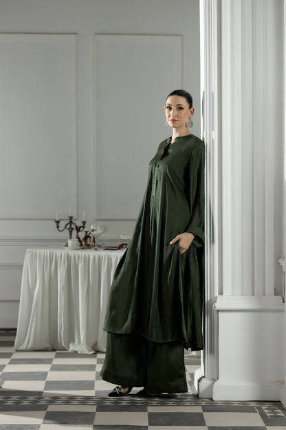 Purple Haze | Suraya Edit | Elegant in Olive - Luxury Dress - available at Maria Faisal in UK and USA.