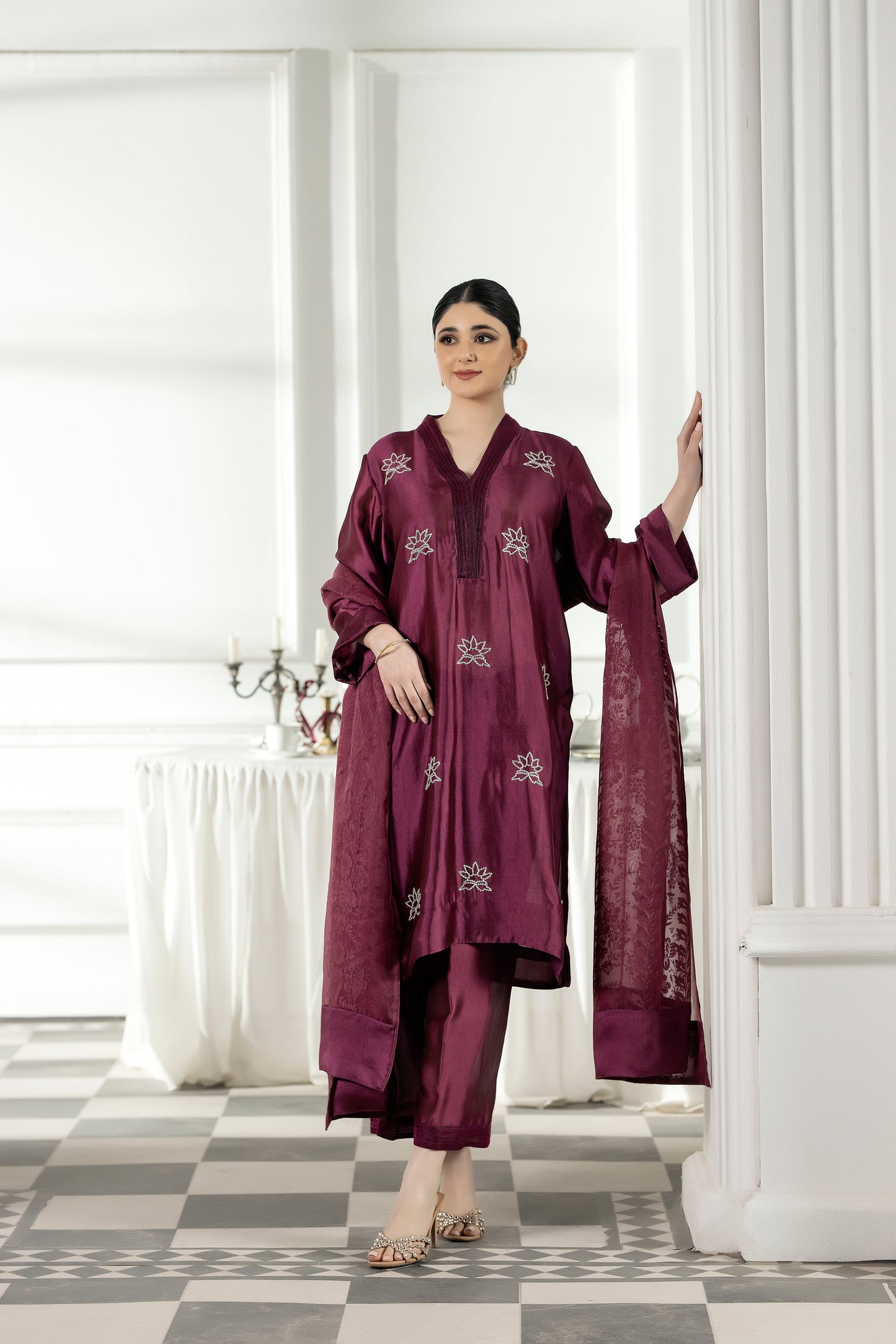 Purple Haze | Suraya Edit |Mulberry Magic - Luxury Dress - available at Maria Faisal in UK and USA.