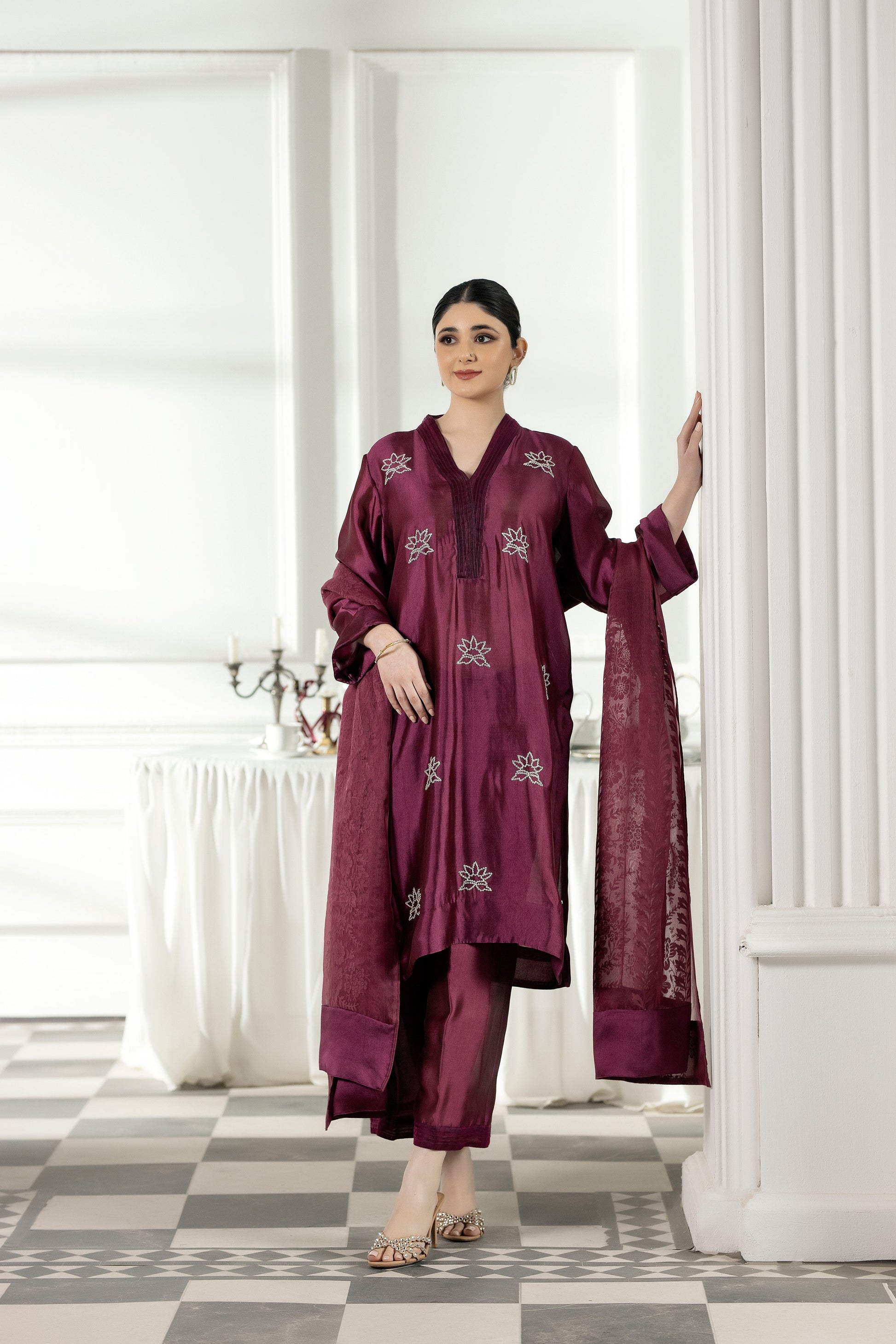 Purple Haze | Suraya Edit |Mulberry Magic - Luxury Dress - available at Maria Faisal in UK and USA.