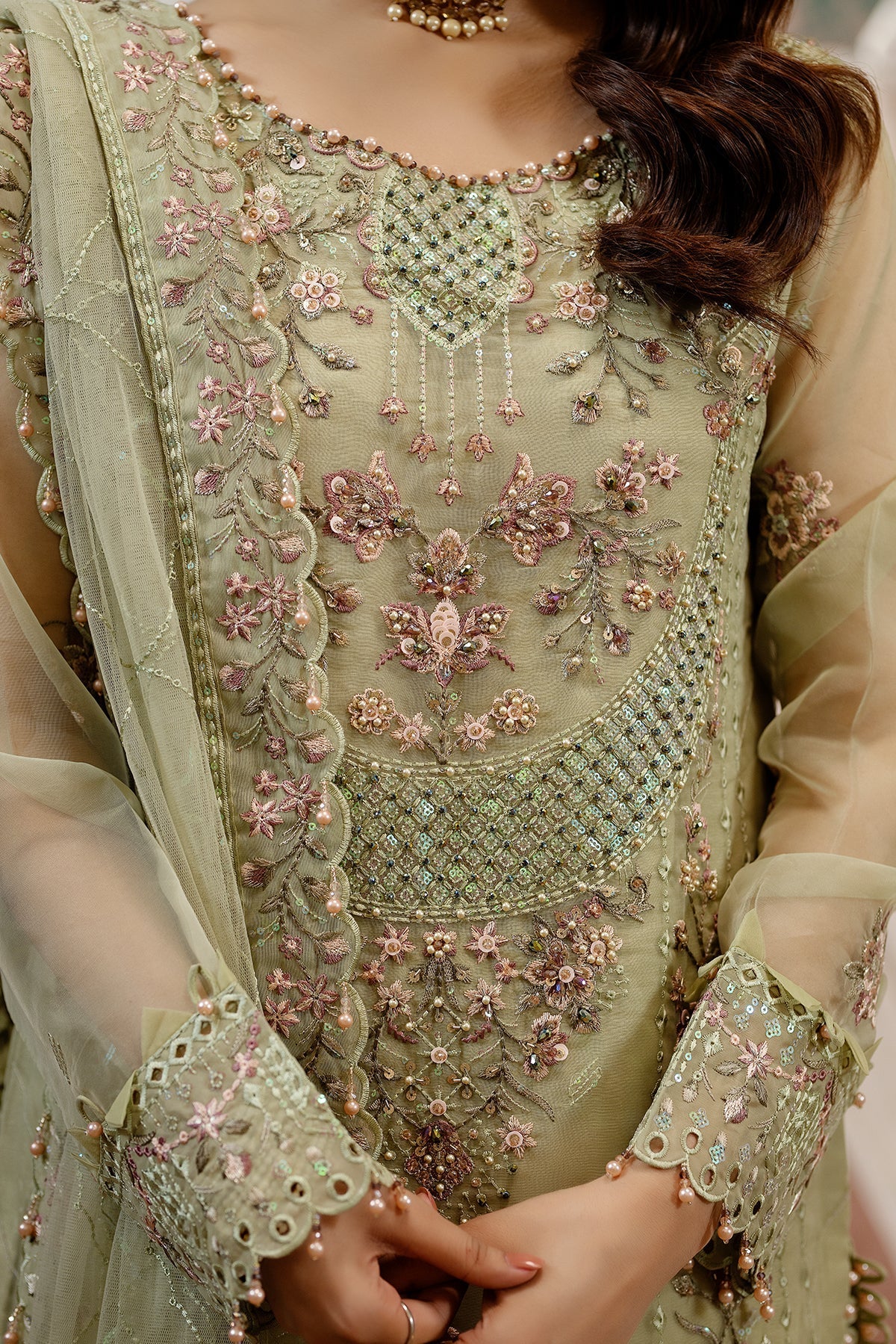 Raeesa Premium | Kimora Luxury Organza | HU-61 - Dress - available at Maria Faisal in UK and USA.