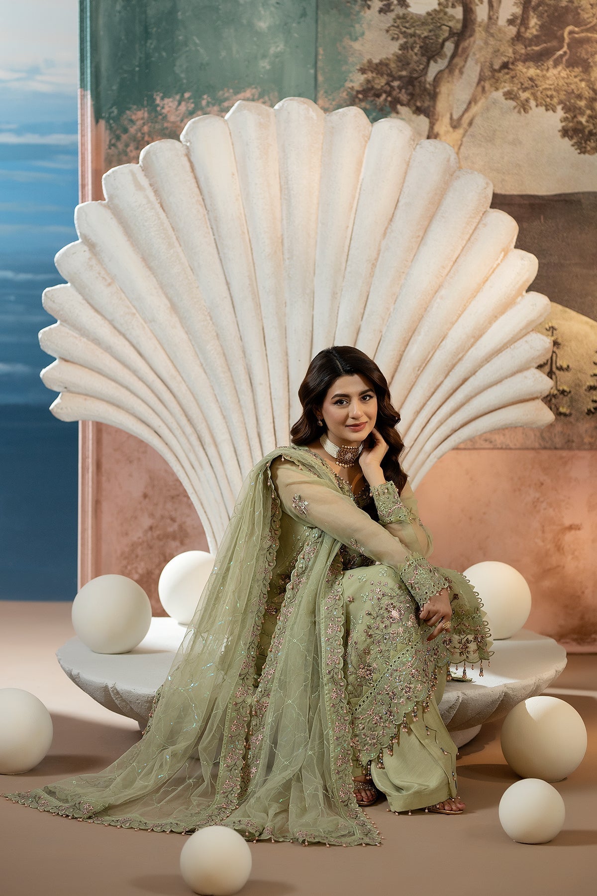 Raeesa Premium | Kimora Luxury Organza | HU-61 - Dress - available at Maria Faisal in UK and USA.
