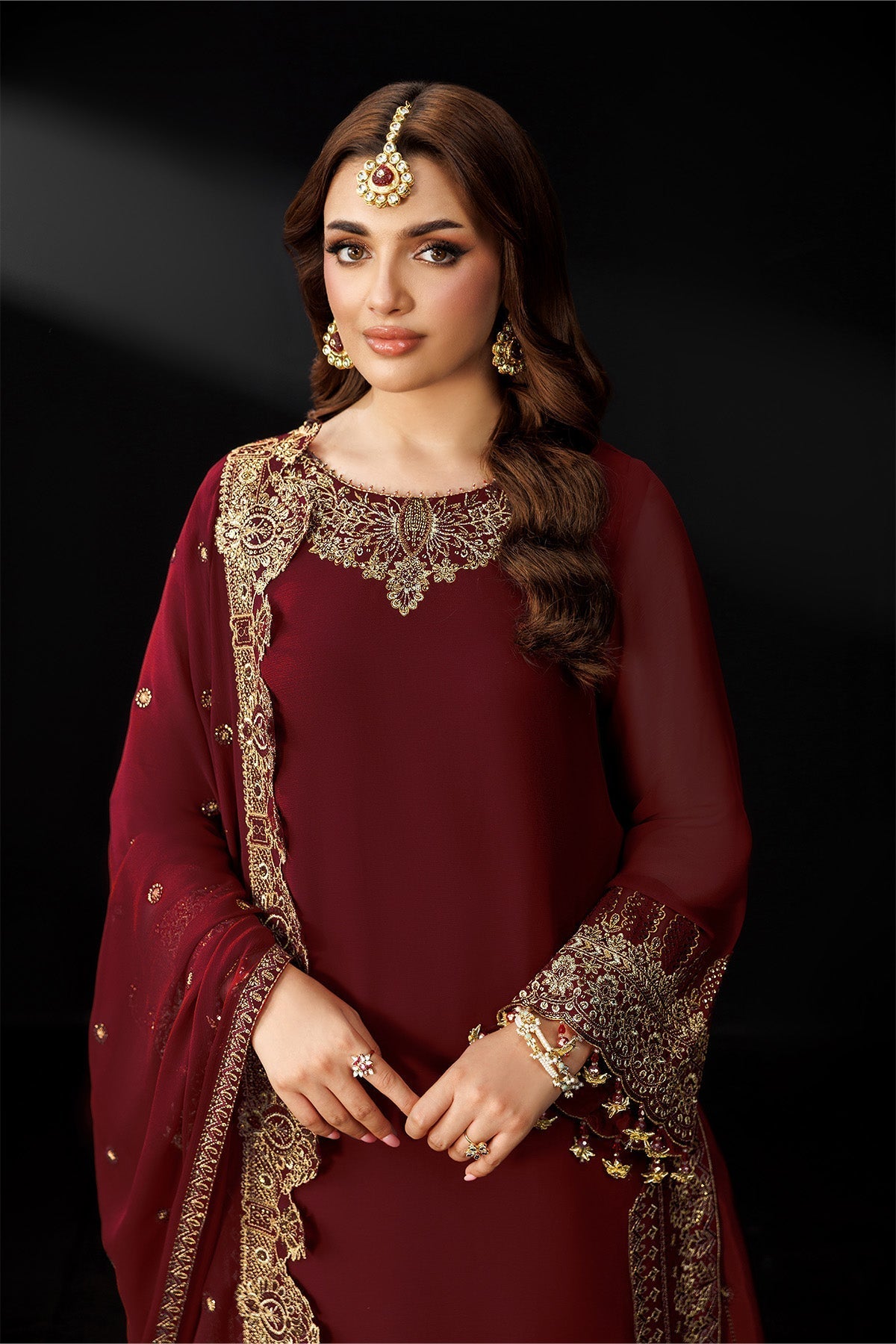 Alizeh | Dua Formals 26 | AF-DUA-3035-Marsala - Dress - available at Maria Faisal in UK and USA.
