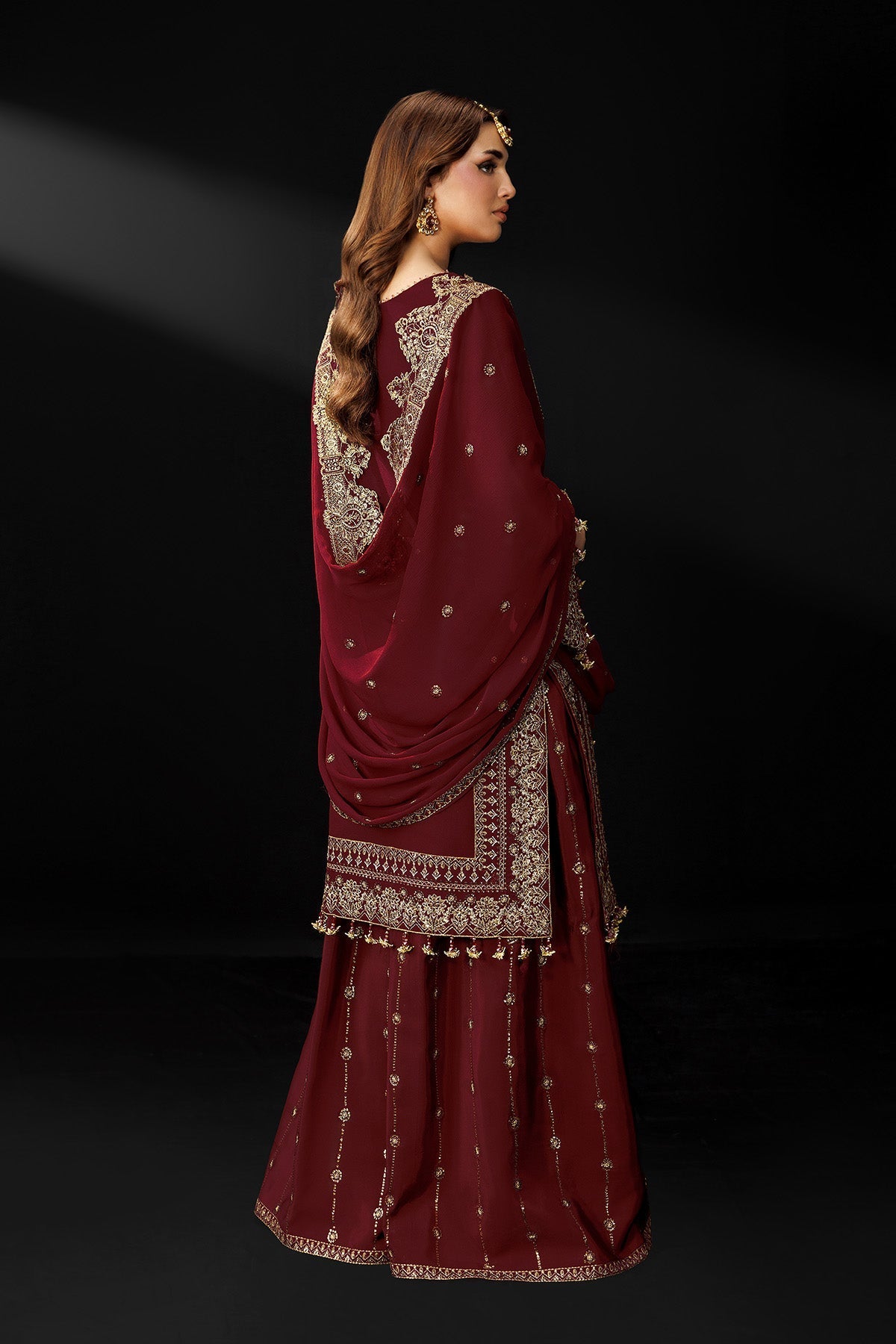 Alizeh | Dua Formals 26 | AF-DUA-3035-Marsala - Dress - available at Maria Faisal in UK and USA.