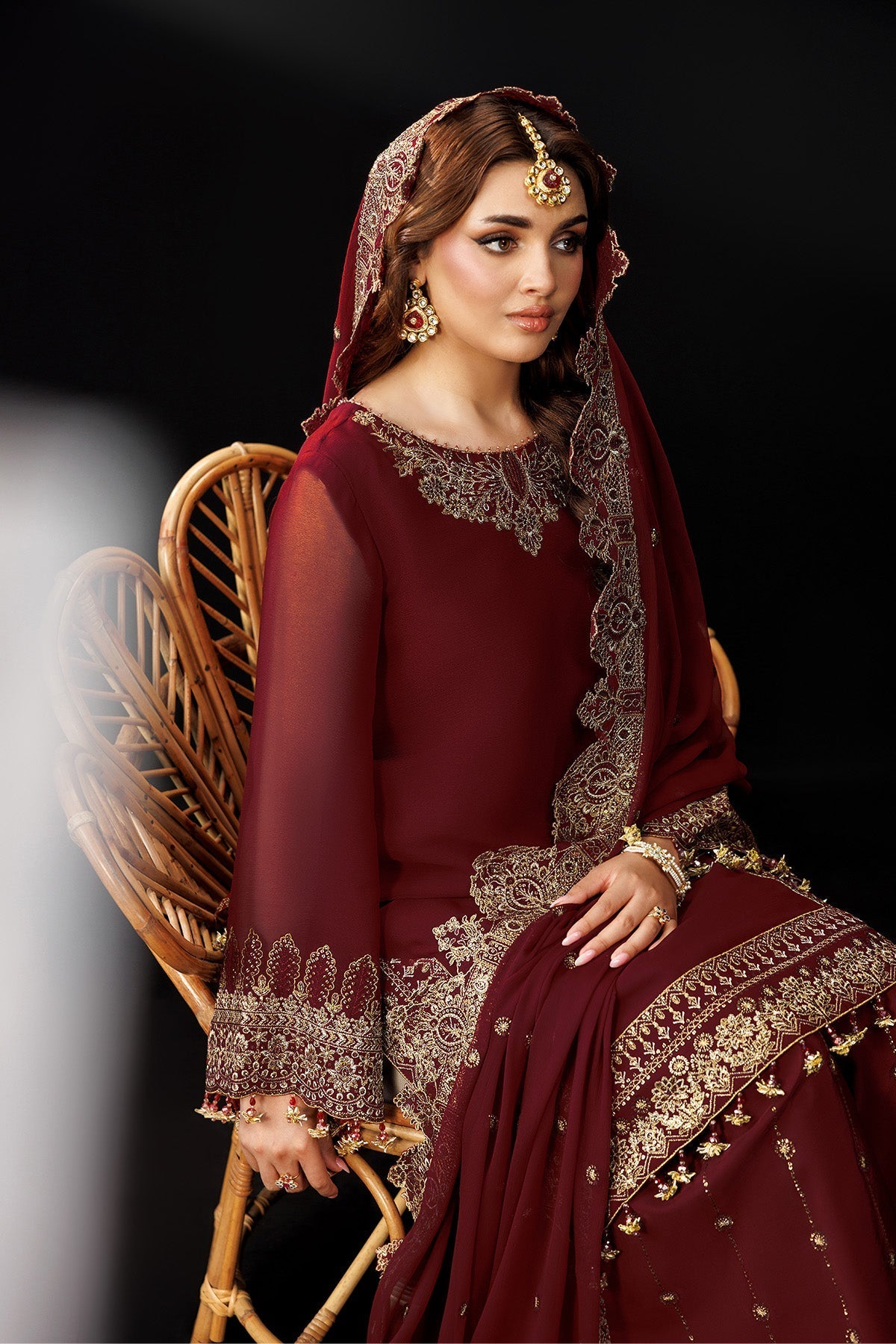 Alizeh | Dua Formals 26 | AF-DUA-3035-Marsala - Dress - available at Maria Faisal in UK and USA.