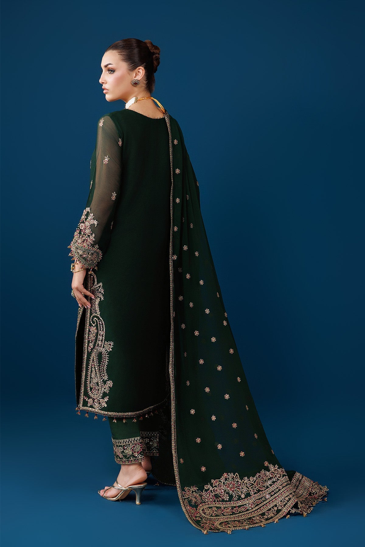 Alizeh | Dua Formals 26 | AF-DUA-3032-Regal Green - Dress - available at Maria Faisal in UK and USA.