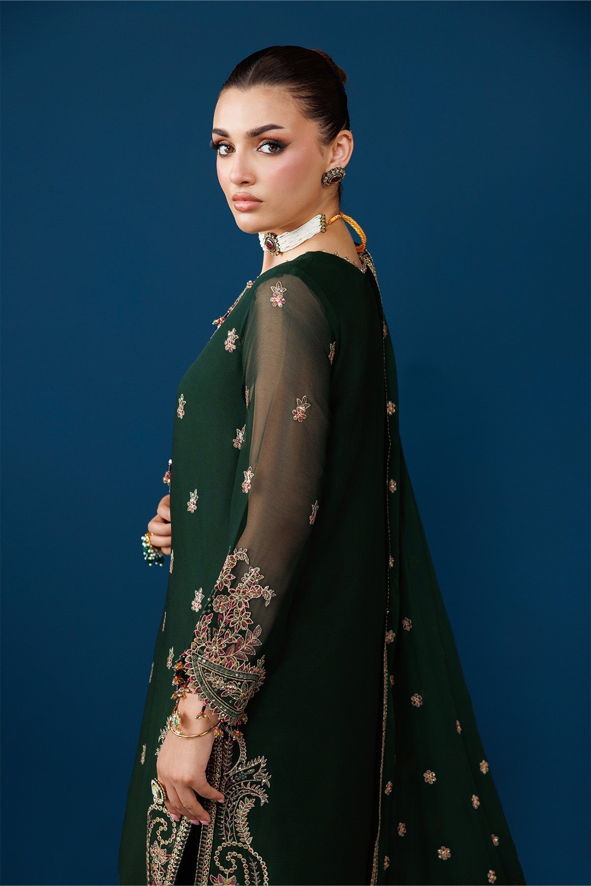 Alizeh | Dua Formals 26 | AF-DUA-3032-Regal Green - Dress - available at Maria Faisal in UK and USA.