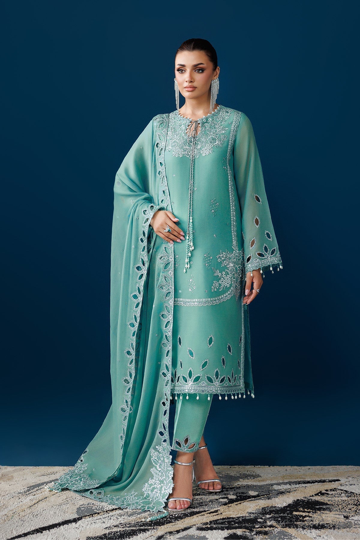 Alizeh | Dua Formals 26 | AF-DUA-3034-Sea Glass - Dress - available at Maria Faisal in UK and USA.