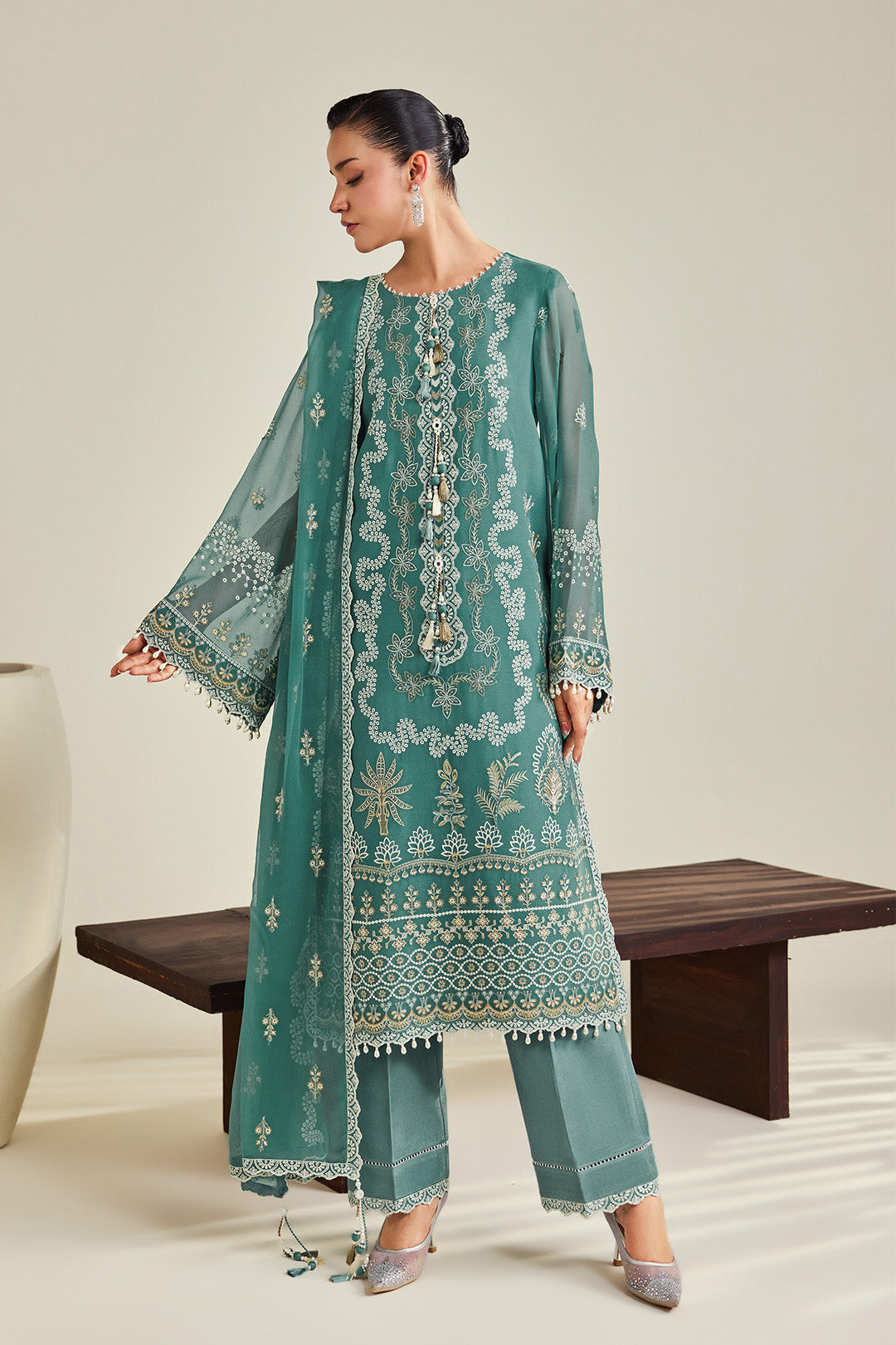 Alizeh | Dhaagay Formals |AF-DHG-5052-Zarqa - Formal Dress - available at Maria Faisal in UK and USA.