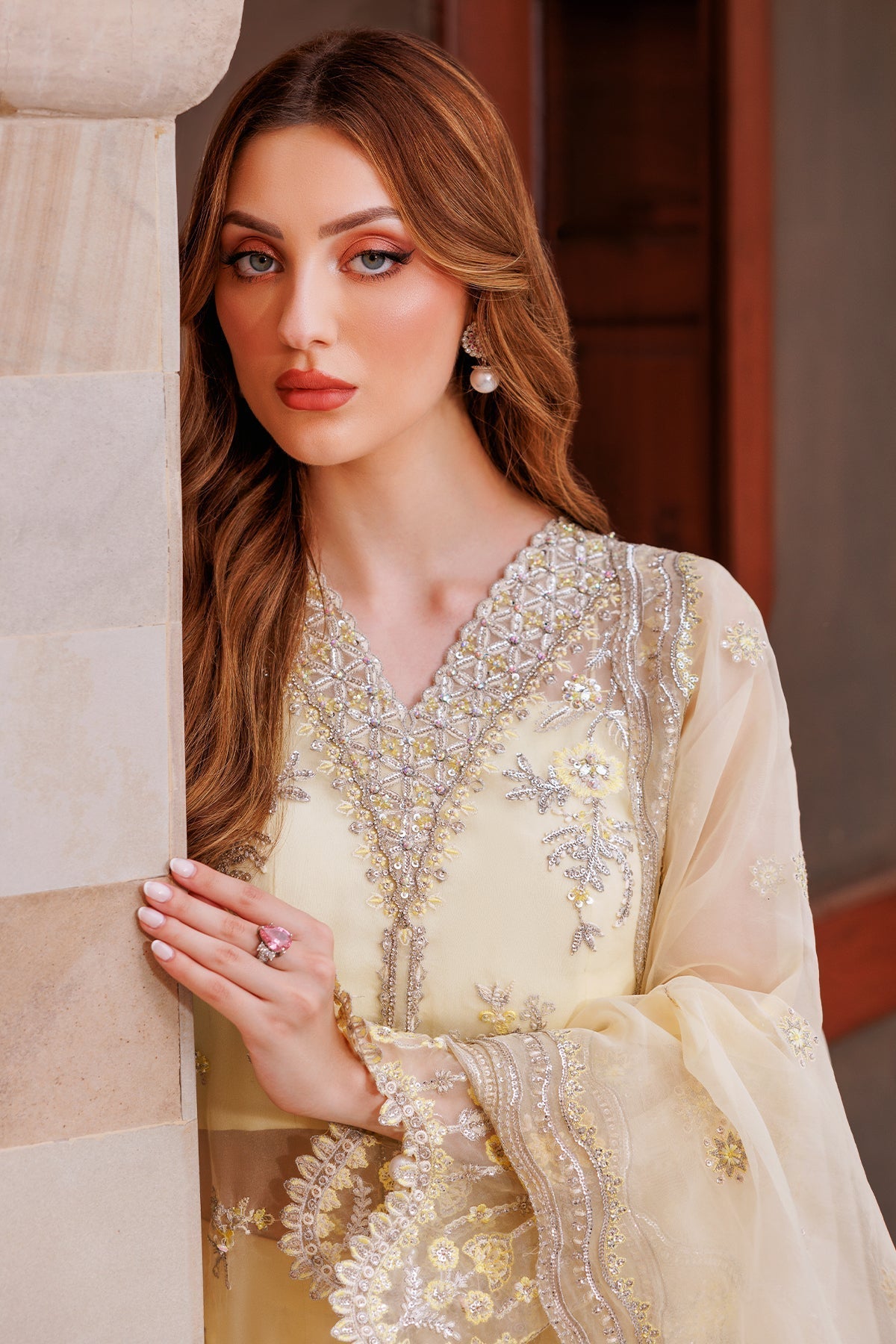 Mina Kashif | Shahbano Luxury Pret 24 | Reem - Designer Dress with Intricate embroidery and embellishments. Shop elegent wedding dress at Maria Faisal.
