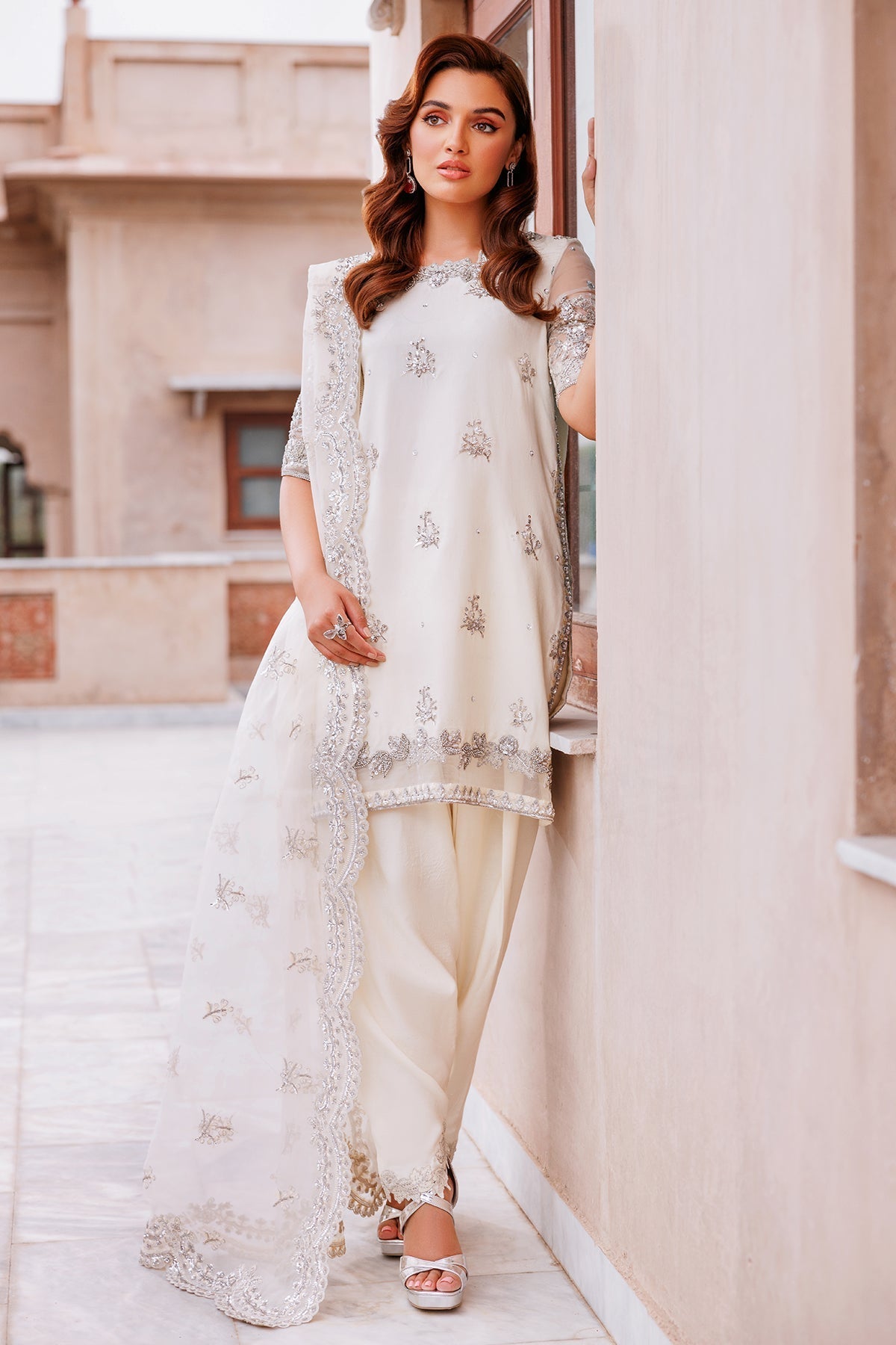 Mina Kashif | Shahbano Luxury Pret 24 | Izea - Designer Dress with Intricate embroidery and embellishments. Shop elegent wedding dress at Maria Faisal.